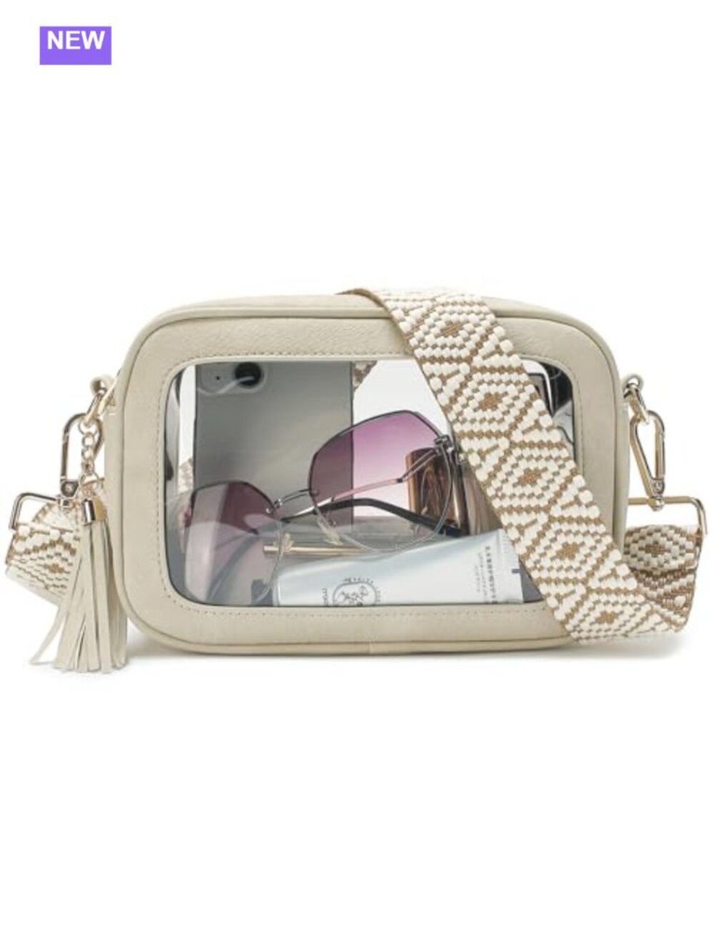Clear Crossbody Bag Stadium Approved Waterproof Vegan Leather